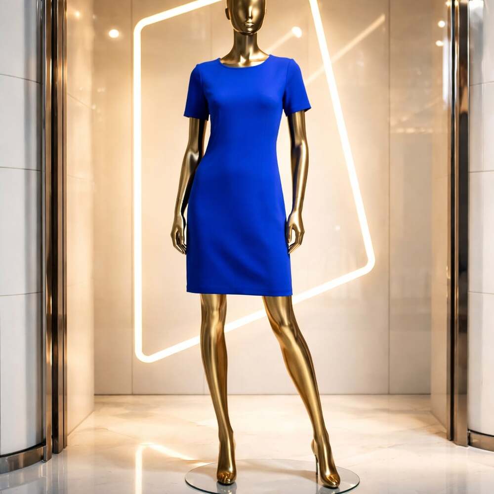French Connection Royal Blue Whisper Flutter Sleeve Shift Dress Size 8
